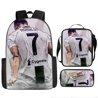 16 Inch CR7 Backpack School Bag+Lunch Bag+Pencil Bag