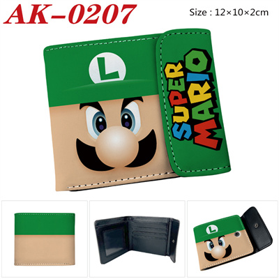 Super Mario buckle PU leather short wallet folded in half