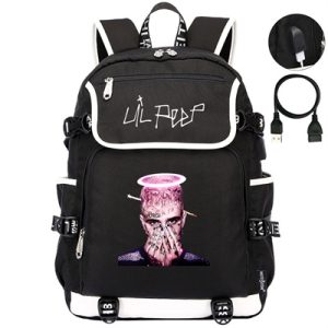 18 Inch Lil Peep Backpack School Bag Black