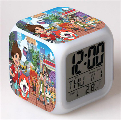 Youkai Watch Alarm Clock Led Light 7 Color Change Electronic Desk Watch Square Table - Image 10