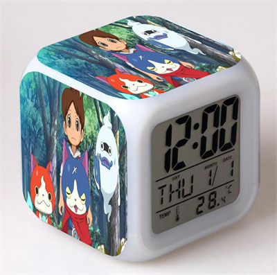 Youkai Watch Alarm Clock Led Light 7 Color Change Electronic Desk Watch Square Table - Image 11