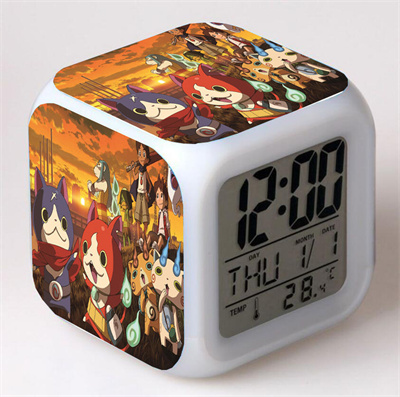 Youkai Watch Alarm Clock Led Light 7 Color Change Electronic Desk Watch Square Table - Image 12
