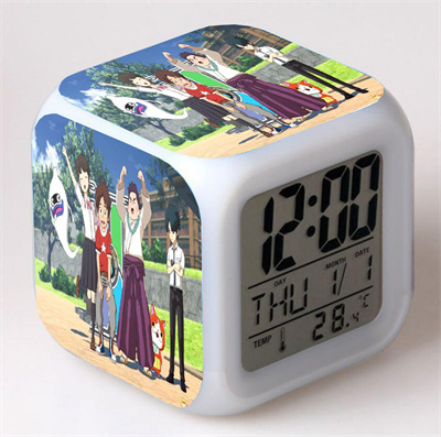 Youkai Watch Alarm Clock Led Light 7 Color Change Electronic Desk Watch Square Table - Image 3