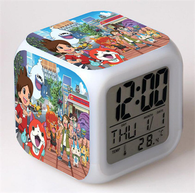Youkai Watch Alarm Clock Led Light 7 Color Change Electronic Desk Watch Square Table - Image 4
