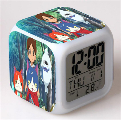 Youkai Watch Alarm Clock Led Light 7 Color Change Electronic Desk Watch Square Table - Image 6
