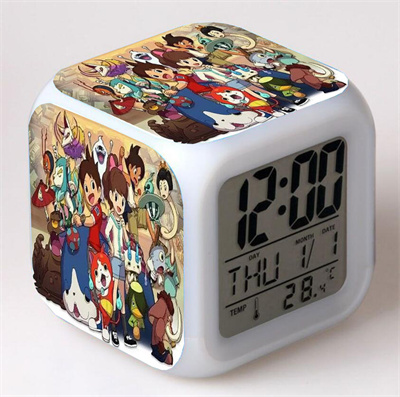 Youkai Watch Alarm Clock Led Light 7 Color Change Electronic Desk Watch Square Table - Image 7