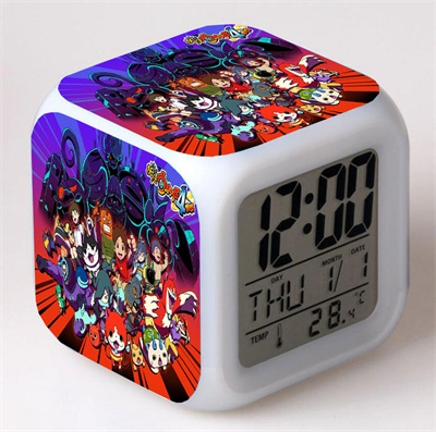Youkai Watch Alarm Clock Led Light 7 Color Change Electronic Desk Watch Square Table - Image 8