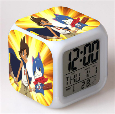 Youkai Watch Alarm Clock Led Light 7 Color Change Electronic Desk Watch Square Table - Image 9