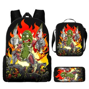 16 Inch Rick and Morty Backpack School Bag+Lunch Bag+Pencil Bag