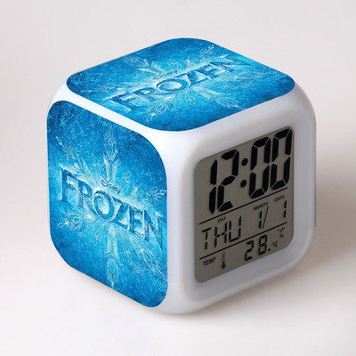 Frozen 7 Colors Change Digital Alarm LED Clock 7