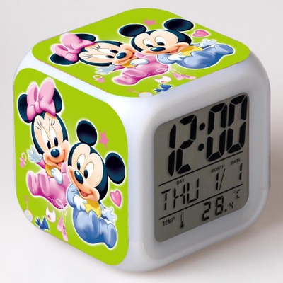 Mickey minnie Cartoon Games Action Figure 7 Colors Change Digital Alarm LED Clock Cartoon Night Colorful Toys for Kids 1