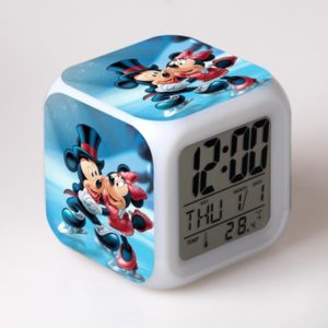 Mickey minnie Cartoon Games Action Figure 7 Colors Change Digital Alarm LED Clock Cartoon Night Colorful Toys for Kids 10