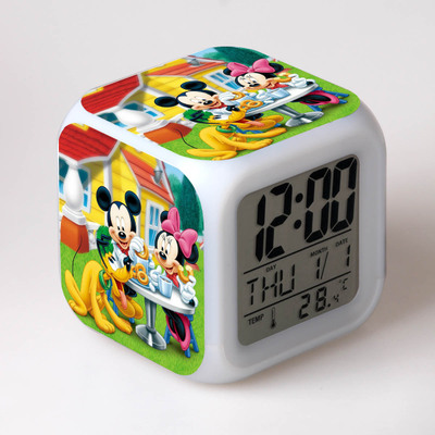 Mickey minnie Cartoon Games Action Figure 7 Colors Change Digital Alarm LED Clock Cartoon Night Colorful Toys for Kids 11