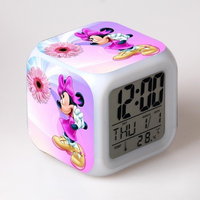 Mickey minnie Cartoon Games Action Figure 7 Colors Change Digital Alarm LED Clock Cartoon Night Colorful Toys for Kids 15