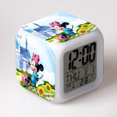 Mickey minnie Cartoon Games Action Figure 7 Colors Change Digital Alarm LED Clock Cartoon Night Colorful Toys for Kids 16