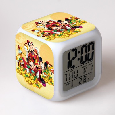 Mickey minnie Cartoon Games Action Figure 7 Colors Change Digital Alarm LED Clock Cartoon Night Colorful Toys for Kids 17