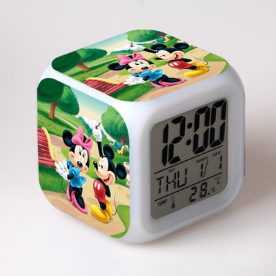Mickey minnie Cartoon Games Action Figure 7 Colors Change Digital Alarm LED Clock Cartoon Night Colorful Toys for Kids 18