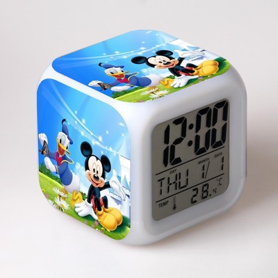 Mickey minnie Cartoon Games Action Figure 7 Colors Change Digital Alarm LED Clock Cartoon Night Colorful Toys for Kids 21