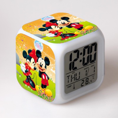 Mickey minnie Cartoon Games Action Figure 7 Colors Change Digital Alarm LED Clock Cartoon Night Colorful Toys for Kids 22