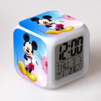 Mickey minnie Cartoon Games Action Figure 7 Colors Change Digital Alarm LED Clock Cartoon Night Colorful Toys for Kids 6