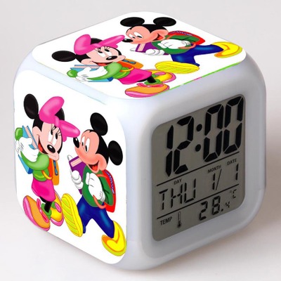 Mickey minnie Cartoon Games Action Figure 7 Colors Change Digital Alarm LED Clock Cartoon Night Colorful Toys for Kids 8
