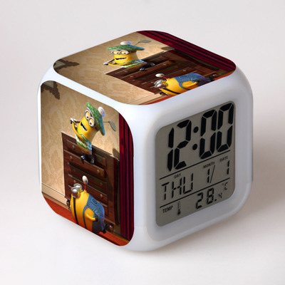 Minions 7 Colors Change Digital Alarm LED Clock 16