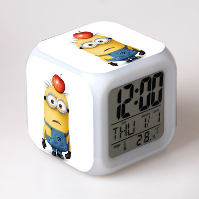 Minions 7 Colors Change Digital Alarm LED Clock 24