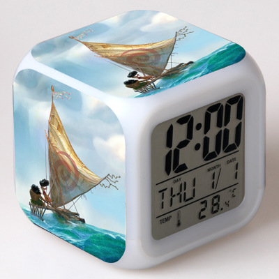 Moana 7 Colors Change Digital Alarm LED Clock 12
