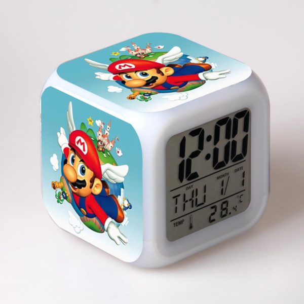 Super Mario Cartoon Games Action Figure 7 Colors Change Digital Alarm LED Clock Cartoon Night Colorful Toys for Kids 27