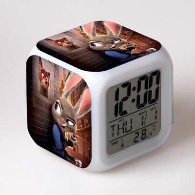 Zootopia 7 Colors Change Digital Alarm LED Clock 10