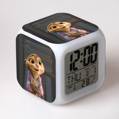 Zootopia 7 Colors Change Digital Alarm LED Clock 13