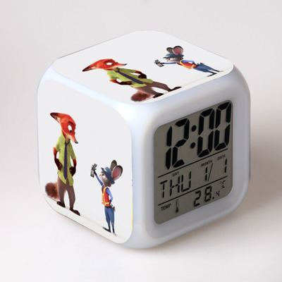 Zootopia 7 Colors Change Digital Alarm LED Clock 21