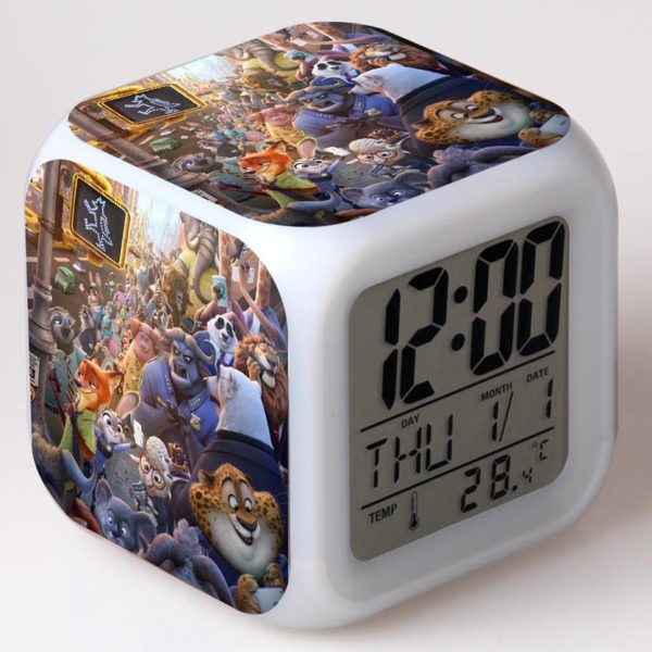 Zootopia 7 Colors Change Digital Alarm LED Clock 28
