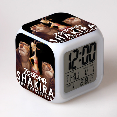 Zootopia 7 Colors Change Digital Alarm LED Clock 7