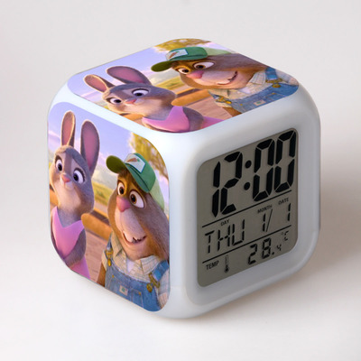 Zootopia 7 Colors Change Digital Alarm LED Clock 9