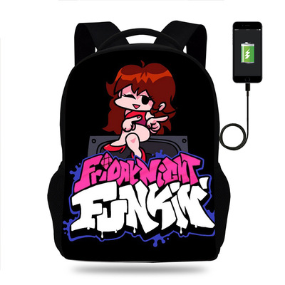 18 Inch Friday Night Funkin Backpack School Bag Black - Image 7