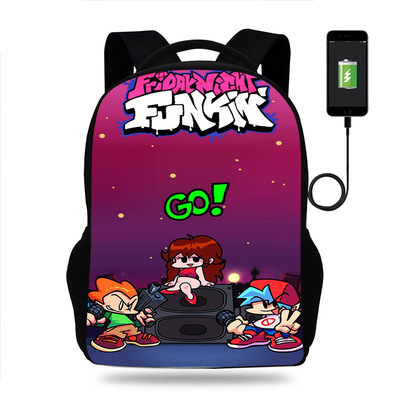 18 Inch Friday Night Funkin Backpack School Bag Black - Image 8