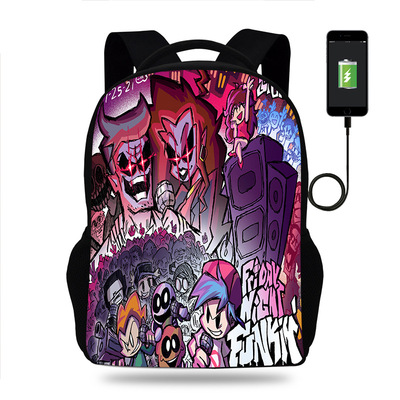 18 Inch Friday Night Funkin Backpack School Bag Black - Image 9