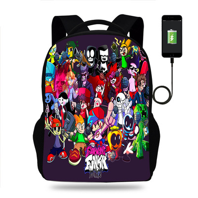 18 Inch Friday Night Funkin Backpack School Bag Black - Image 2