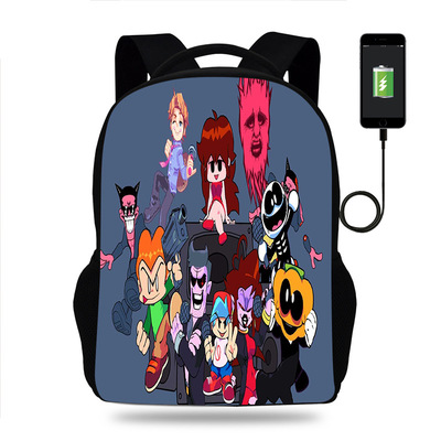 18 Inch Friday Night Funkin Backpack School Bag Black - Image 4