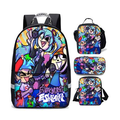 18 Inch Friday Night Funkin Backpack School Bag+Lunch Bag+Messenger Bag+Pencil Bag - Image 5