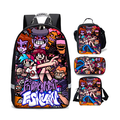 18 Inch Friday Night Funkin Backpack School Bag+Lunch Bag+Messenger Bag+Pencil Bag - Image 9