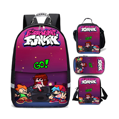 18 Inch Friday Night Funkin Backpack School Bag+Lunch Bag+Messenger Bag+Pencil Bag - Image 18