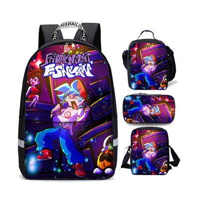 18 Inch Friday Night Funkin Backpack School Bag+Lunch Bag+Messenger Bag+Pencil Bag - Image 22