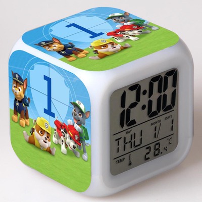 PAW Patrol 7 Colors Change Digital Alarm LED Clock