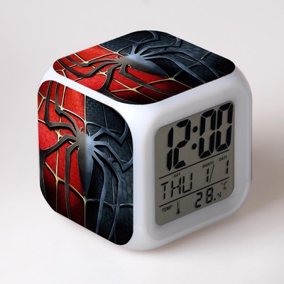Spider-Man 7 Colors Change Digital Alarm LED Clock