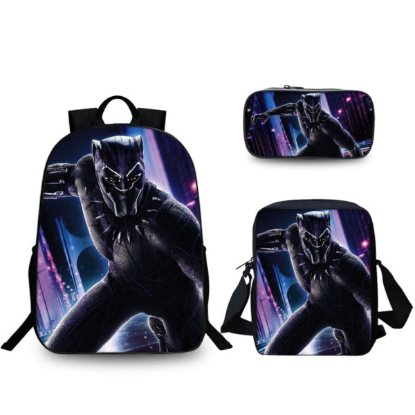 16″Black Panther Backpack School Bag Combo