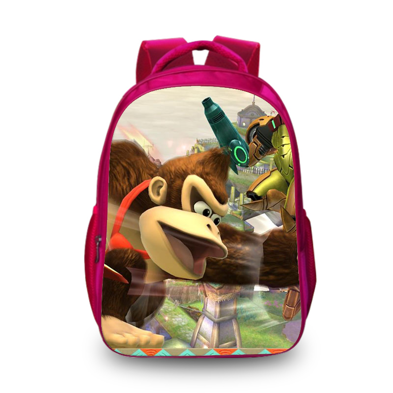 16"Donkey Kong Backpack School Bag Red