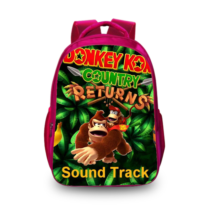16"Donkey Kong Backpack School Bag Red