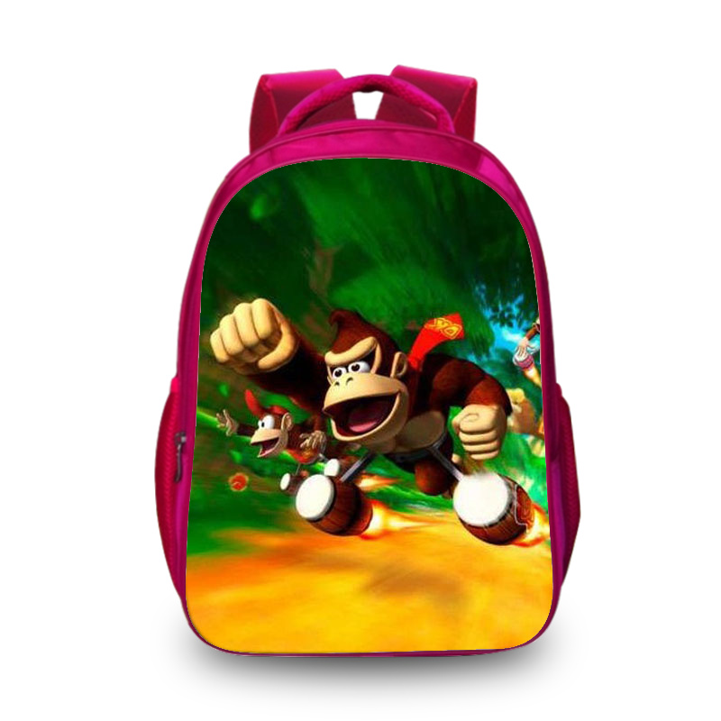 16"Donkey Kong Backpack School Bag Red